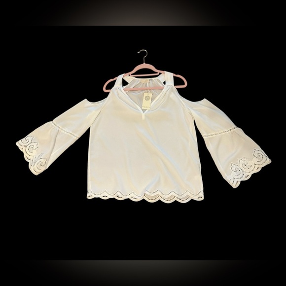 Ramy Brook Drew Cold Shoulder White L/S Blouse NWT Size Large - Picture 3 of 9